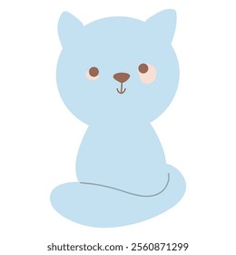 Cute baby kitten, kawaii blue cat, sitting cat vector illustration