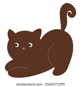 Cute baby kitten, kawaii brown cat, playing cat vector illustration