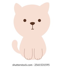 Cute baby kitten, kawaii pastel cat, sitting cat vector illustration