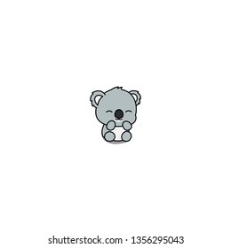 Cute baby koala cartoon icon, vector illustration