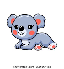 Cute baby koala cartoon laying down