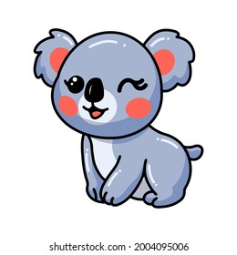 Cute baby koala cartoon posing