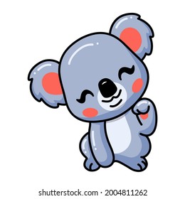 Cute baby koala cartoon posing