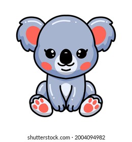 Cute baby koala cartoon sitting