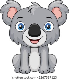 Cute baby koala cartoon sitting