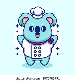 Cute baby koala chef cartoon