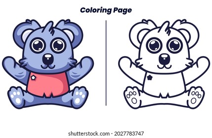 cute baby koala with coloring pages