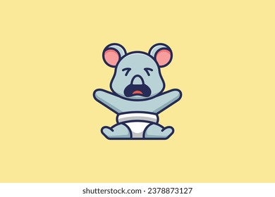 diseño de la plantilla de vector lindo bebé koala llorando