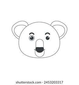 Cute baby koala face, Australian little bear head, animal of simple geometric shape vector illustration