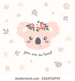 Cute baby koala florale Drucken