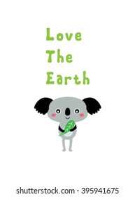 cute baby koala love the earth poster wallpaper