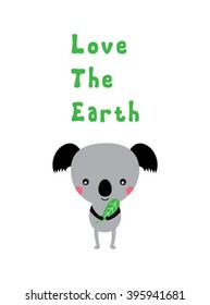 cute baby koala love the earth poster wallpaper