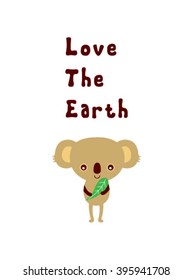 cute baby koala love the earth poster wallpaper