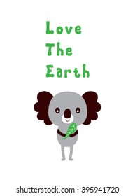 cute baby koala love the earth poster wallpaper
