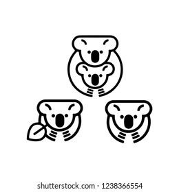 cute baby koala and mom poses cartoon vector for icon 