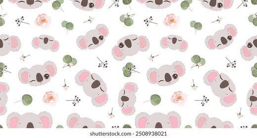 Cute baby koala seamless pattern, wallpaper, seamlessly
