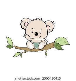 Cute baby koala sitting on a tree