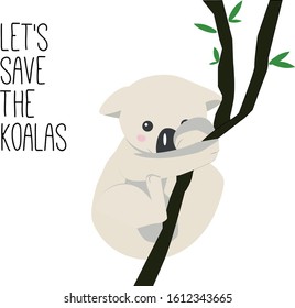 Cute baby koala tree vector