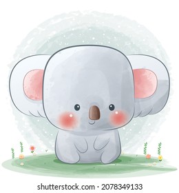 cute baby koala watercolor illustration 