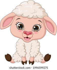 Cute baby lamb cartoon sitting