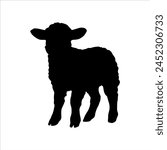 Cute baby lamb silhouette icon logo vector illustration isolated on white background
