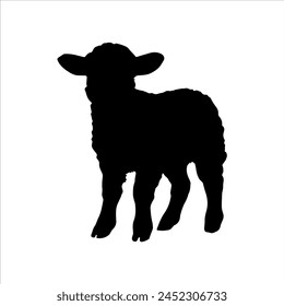 Cute baby lamb silhouette icon logo vector illustration isolated on white background