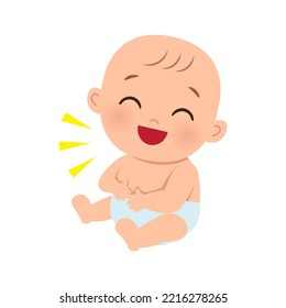 Cute baby laughing. Flat vector cartoon design