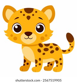 cute baby leopard carton vector icon on white background