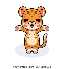 Cute baby leopard cartoon posing