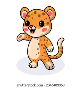 Cute baby leopard cartoon posing