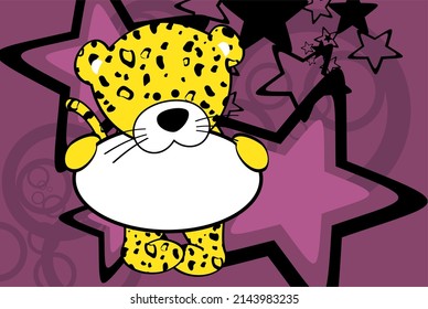 Cute Baby Leopard Cartoon Signgboard Background In Vector Format