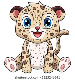 Cute baby Leopard cartoon sitting
