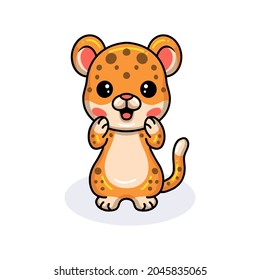 Cute baby leopard cartoon standing
