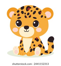 Cute baby leopard character. Vector illustration for children design. Flat style