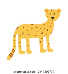 Cute baby leopard. Vector illustration of a cheetah in hand drawn style. Isolated cheetah.