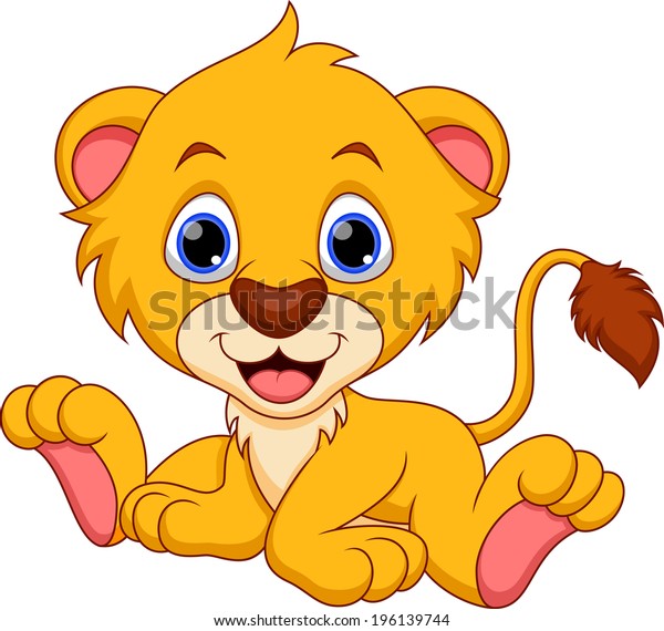 Cute Baby Lion Cartoon Stock Vector (Royalty Free) 196139744