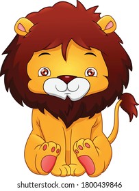 cute baby lion cartoon on a white background