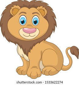 Cute a baby lion cartoon sitting illustration
