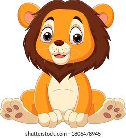 Cute baby lion cartoon sitting