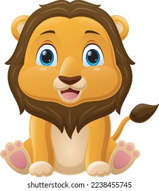 Cute baby lion cartoon sitting