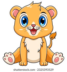 Cute baby Lion cartoon sitting
