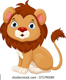 Cute baby lion cartoon sitting