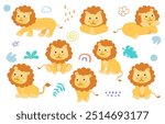 cute baby lion element object for kid design