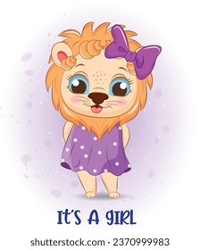 Cute baby lion it's a Girl vector