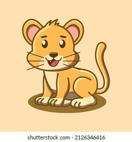 Cute baby lion icon isolated cartoon vector illustration