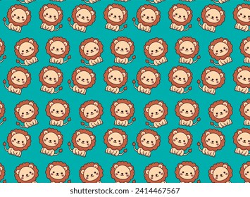 Cute baby lion illustration pattern, vector, for fabrics, children's background
