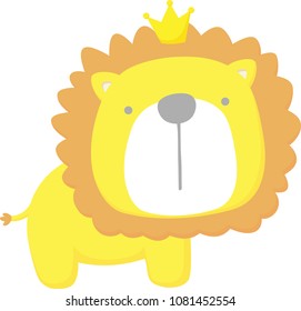 cute baby lion king isolated on white background. flat design for baby and children