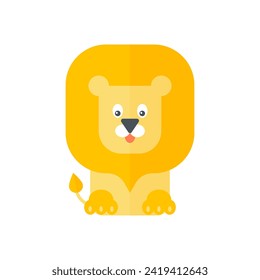 Cute baby lion with mane and tail, jungle animal for childish design vector illustration