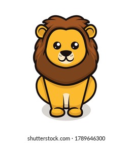 Cute baby lion mascot design illustration