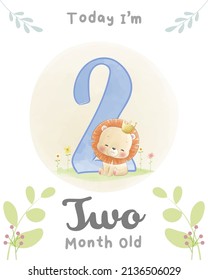 Cute baby Lion, Baby Milestone Cards Cute Animals